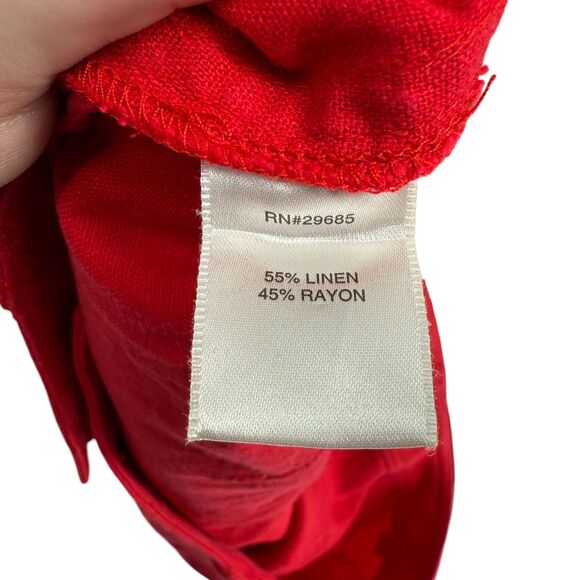 Pendleton Women’s 16P PETITE Linen Fiesta Red High Rise Wide Leg Crop Pants READ - Picture 16 of 16